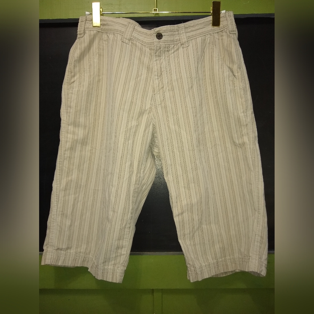 Calvin Klein Jeans Men's Beige Striped Cargo Shorts